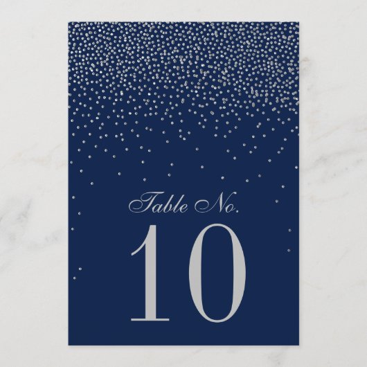 Navy Blue & Glam Silver Confetti Wedding Einladung (Vorderseite)