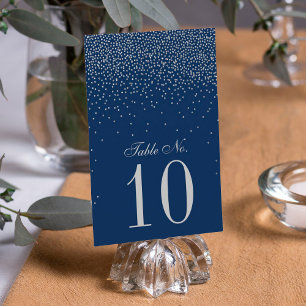 Navy Blue & Glam Silver Confetti Wedding Einladung