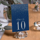 Navy Blue & Glam Silver Confetti Wedding Einladung