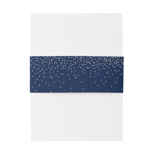 Navy Blue & Glam Silver Confetti Wedding Einladungsbanderole (Rückseitenbeispiel)