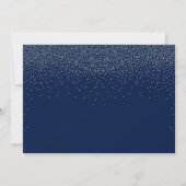 Navy Blue & Glam Silver Confetti Wedding Foto Dankeskarte (Rückseite)
