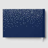 Navy Blue & Glam Silver Confetti Wedding Gästebuch (Rückseite)
