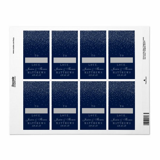 Navy Blue & Glam Silver Confetti Wedding Geschenk (Vorne)