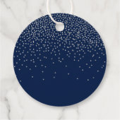 Navy Blue & Glam Silver Confetti Wedding Geschenkanhänger (Rückseite)