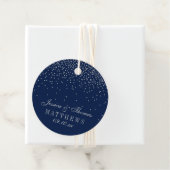 Navy Blue & Glam Silver Confetti Wedding Geschenkanhänger (Beispiel)