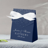 Navy Blue & Glam Silver Confetti Wedding Geschenkschachtel
