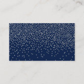 Navy Blue & Glam Silver Confetti Wedding Platzkarte (Rückseite)