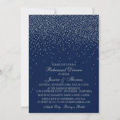 Navy Blue & Glam Silver Confetti Wedding Probe Einladung (Vorderseite)