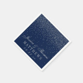 Navy Blue & Glam Silver Confetti Wedding Serviette (Ecke)