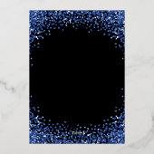Navy Blue Glitter Border Black Christmas Party Folieneinladung (Rückseite)