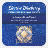 Navy Blue Glitter Professional Logo Product Labels Quadratischer Aufkleber (Vorderseite)