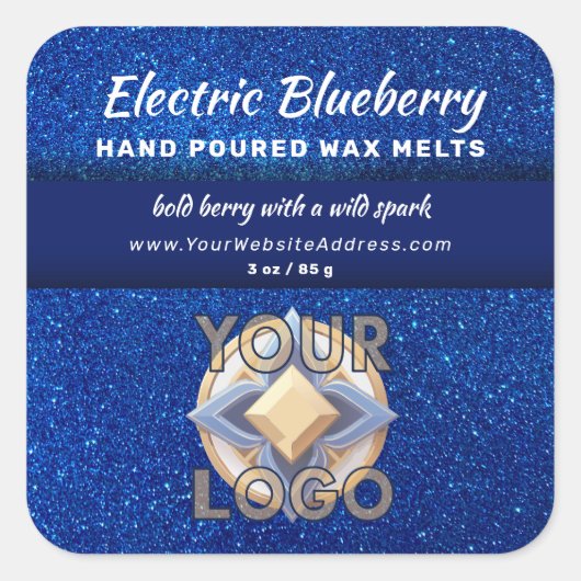 Navy Blue Glitter Professional Logo Product Labels Quadratischer Aufkleber (Vorderseite)