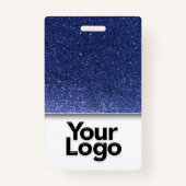 Navy Blue Glitzer Beruflich RN Nurve Foto Name Ausweis (Rückseite)