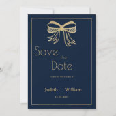 Navy Blue Glitzer Bugband Save the Date Einladung (Vorderseite)