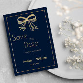 Navy Blue Glitzer Bugband Save the Date Einladung