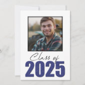 Navy Blue Glitzer Class 2025 Foto Open House Einladung (Vorderseite)