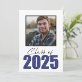 Navy Blue Glitzer Class 2025 Foto Open House Einladung (Stehend Vorderseite)