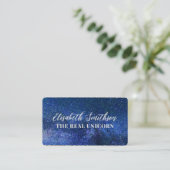 Navy Blue Glitzer Feminine Celestial Personalisier Visitenkarte (Stehend Vorderseite)