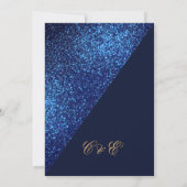 Navy Blue Glitzer Floral Watercolor Verlobung Einladung (Rückseite)