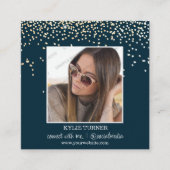Navy Blue Glitzer Foto | Soziale Medien | QR-Code Quadratische Visitenkarte (Vorderseite)