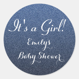Navy Blue Glitzer Girl Baby Duschnadel Sticker