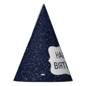 Navy Blue Glitzer Happy Birthday Partyhütchen (Links)