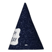 Navy Blue Glitzer Happy Birthday Partyhütchen (Rechts)