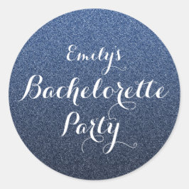 Navy Blue Glitzer Imitats Ombre Bachelorette Aufkl Runder Aufkleber