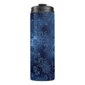 Navy Blue Glitzer Mermaid Pattern Thermosbecher (Vorderseite)
