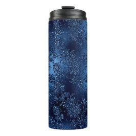 Navy Blue Glitzer Mermaid Pattern Thermosbecher