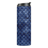 Navy Blue Glitzer Mermaid Scale-Muster Thermosbecher (Nach links gedreht)