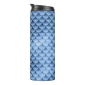 Navy Blue Glitzer Mermaid Scale-Muster Thermosbecher (Nach rechts gedreht)