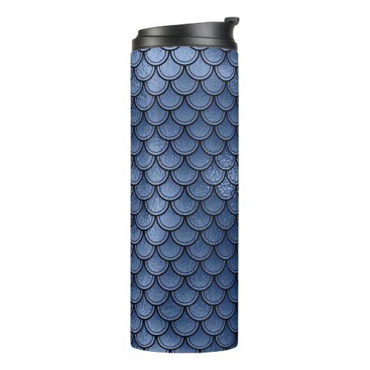 Navy Blue Glitzer Mermaid Scale-Muster Thermosbecher (Nach links gedreht)