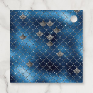 Navy Blue Glitzer Mermaid Scales Geschenkanhänger