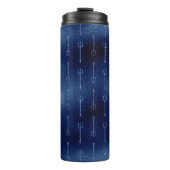 Navy Blue Glitzer Mermaid Trident Muster Thermosbecher (Vorderseite)