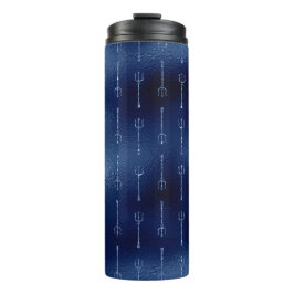 Navy Blue Glitzer Mermaid Trident Muster Thermosbecher