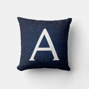 Navy Blue Glitzer Mit Monogramm anfänglicher Akzen Kissen