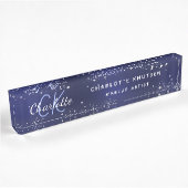 Navy Blue Glitzer Monogram Namensplakette