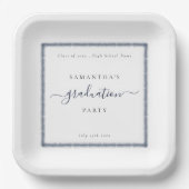 Navy Blue Glitzer Name Year Graduation Party Pappteller (Vorderseite)