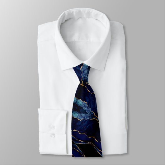 Navy Blue Glitzer Neck Tie Krawatte (Gebunden)