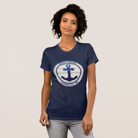 Navy Blue Glitzer Rope Anchor Nautical Boote T-Shirt (Vorne ganz)