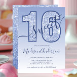 Navy Blue Glitzer Script Sweet 16 Birthday Party Einladung<br><div class="desc">Navy Blue Glitzer Script Sweet 16 Geburtstagsparty Einladung. Dieses trendige Design wird mit marineblau-blauem Glitzer vor einem blauen,  ombre-Hintergrund betont. Personalisieren Sie dieses individuelle Design mit Ihren eigenen Details.</div>