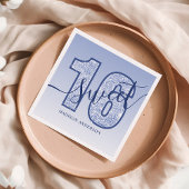 Navy Blue Glitzer Script Sweet 16 Birthday Serviette