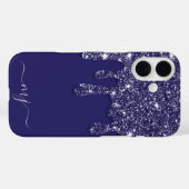 Navy Blue Glitzer Tropfen Custom Monogram Case-Mate iPhone Hülle (Rückseite (Horizontal))