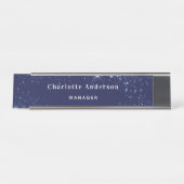 Navy Blue Glitzern name Classic Schreibtischnamensplakette (Vorderseite )