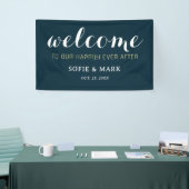 Navy Blue glücklich je nach Hochzeit Willkommen Banner (Messeveranstaltung)