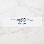 Navy Blue Glückwunschs Moderner Kalligraphie Absch Wasserflaschenetikett (Einzelnes Label)