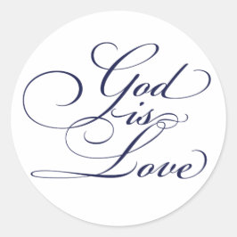 Navy Blue God ist Liebe Christliche Hochzeitsticke Runder Aufkleber