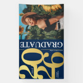 Navy Blue Gold 2025 Graduate Foto Abschluss Banner (Vertikal)