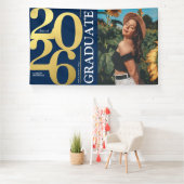 Navy Blue Gold 2025 Graduate Foto Abschluss Banner (Insitu)
